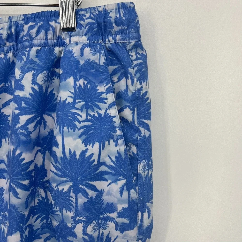 Peter Millar Seaside Swim Trunks‎ Men's 2XL Blue Palm Trees Elastic Waist